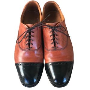 Allen Edmonds Byron Cap Toe Lace Up Oxford Cognac Black Spectator Men’s Size 8 E